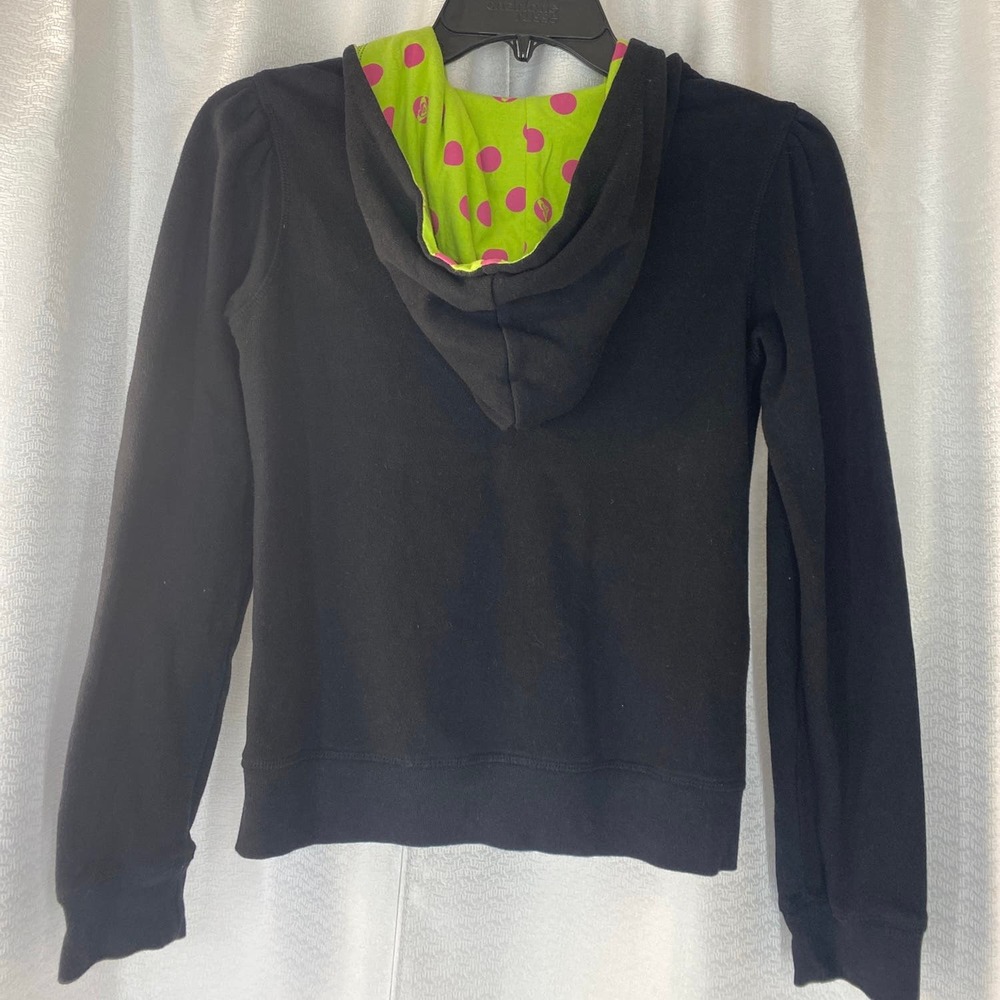 Roxy Appliquéd Hoodie black zip lined women sz M - Picture 3 of 7